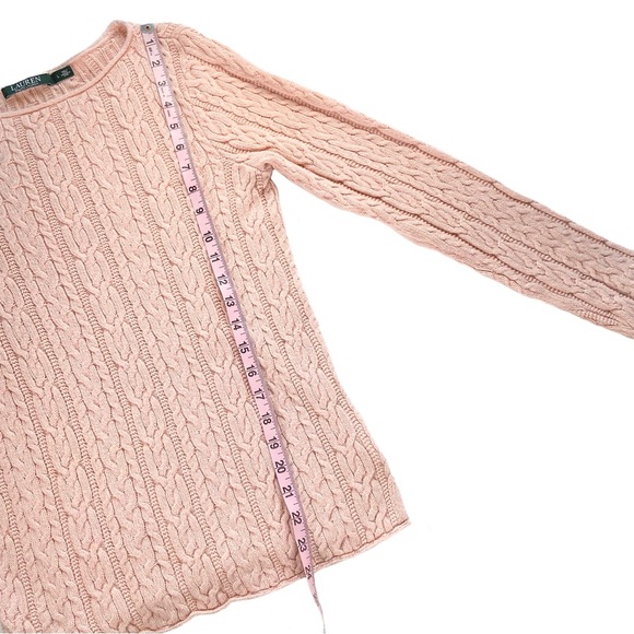 Lauren Ralph Lauren Sweater Women’s Size Large Pink Cable Knit Cotton Crewneck L - Picture 8 of 8